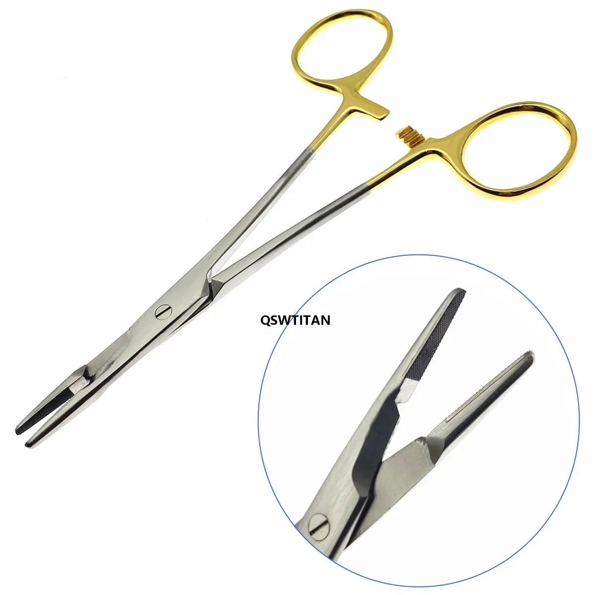 Needle holder with scissors 12.5cm/14cm Multifunctional Needle Holder Insert with Scissors Gold Handle Clamp