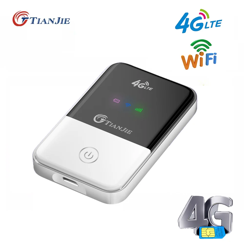 TIANJIE-Routeur WiFi de poche 4G LTE pour voiture, point d\'accès mobile sans fil, haut débit, modem déverrouillé Mifi avec fente pour carte SIM