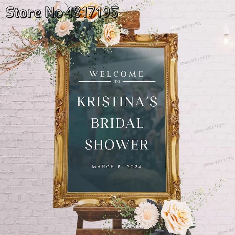 การตกแต่งห้องอาบน้ำฝักบัวอย่างมีระดับสำหรับงานปาร์ตี้ของทารกสติกเกอร์ต้อนรับสู่เจ้าสาวป้ายทางเข้าห้องน้ำที่กำหนดชื่อสติ๊กเกอร์ติดผนังไวนิล