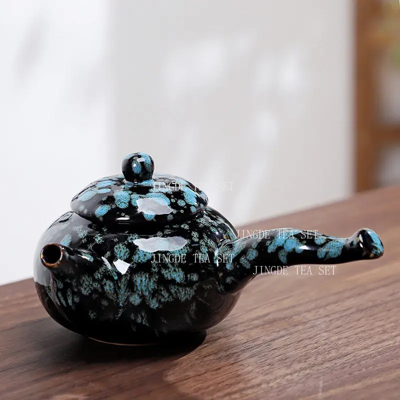 Kiln Transformation Side Handle Pot Small Capacity Chinese Style Tea Pot Household Blue Kung Fu Teapot Tea Ceremony Accessories