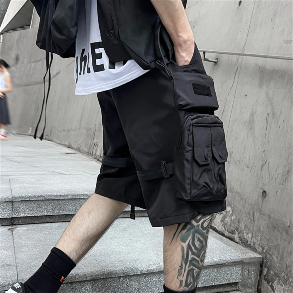 2023 Summer Tactical Cargo Shorts Men Fashion Functional Multi Pockets Shorts Techwear Hip Hop Streetwear Knee Length Pants