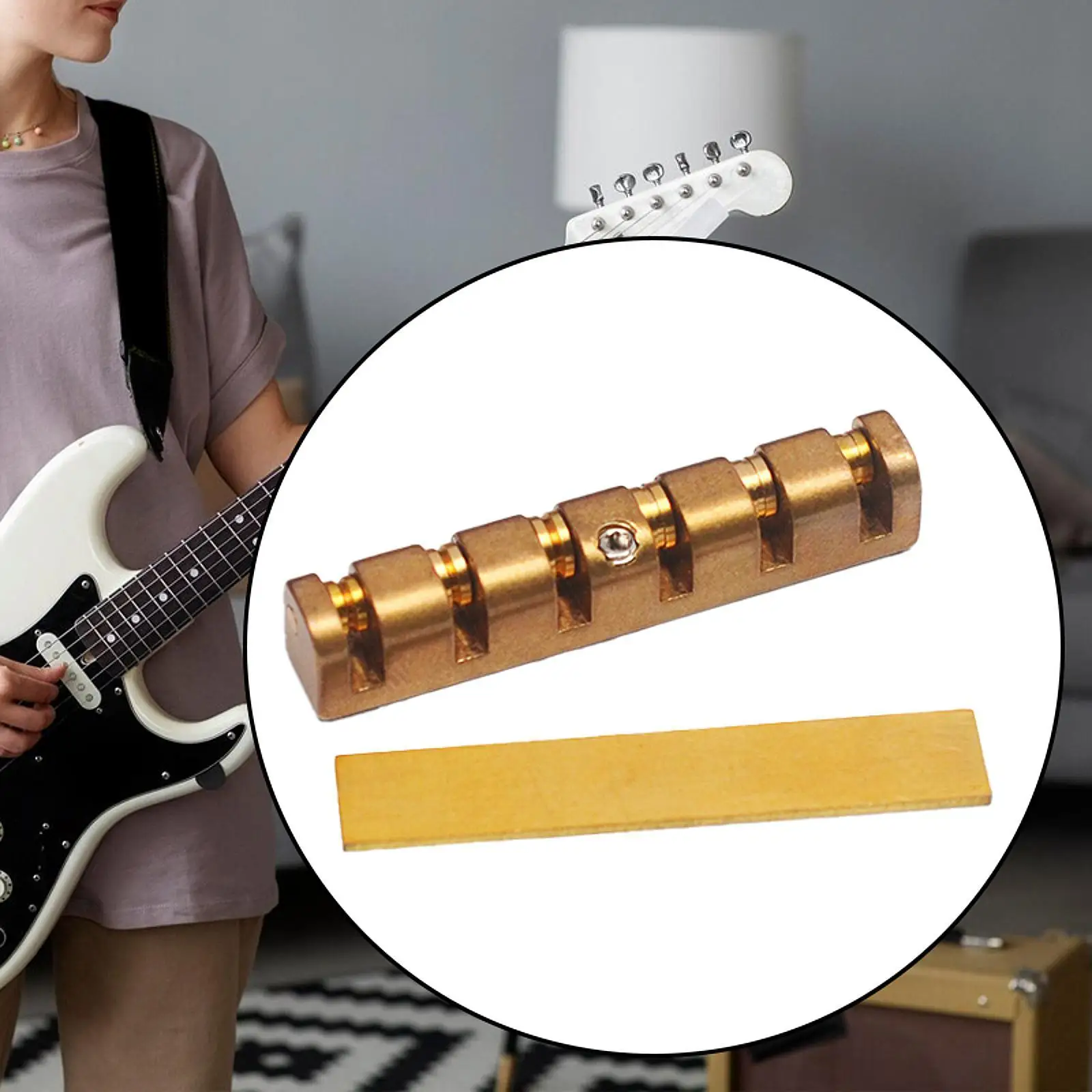 Electric Brass Nut Adjustable Roller 6 String Guitar Bridge Spare Parts for Bass Guitar Maintenance