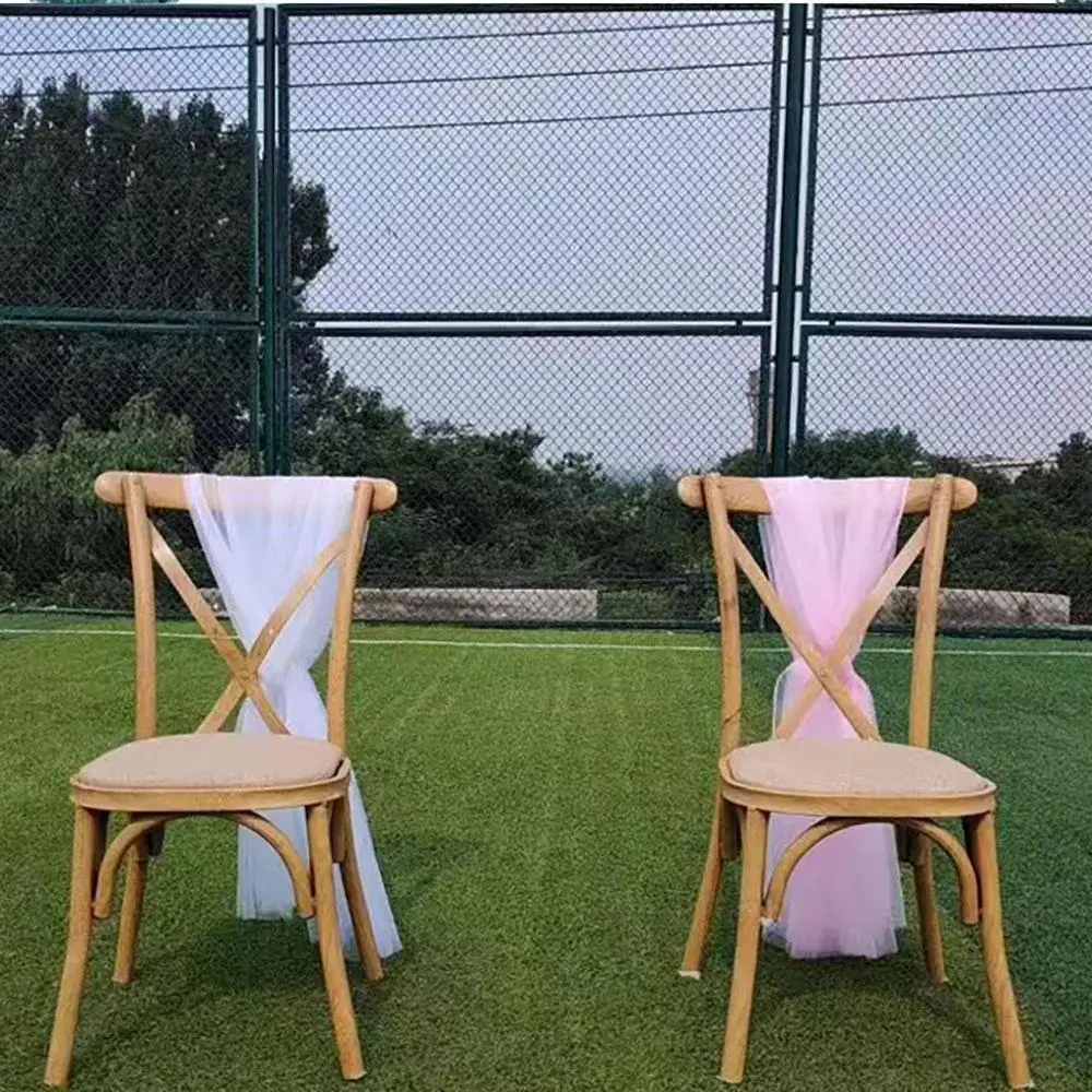 

Classical Farm Style Catering Adult Durable Wooden Look Resin Cross Back Chair for Banquet Events