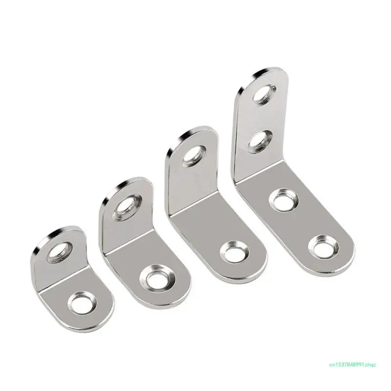 L Shaped Stainless Steel Brackets set Corner Brace Assortment Joint Right Angles Simple Installation for Wood Fixation