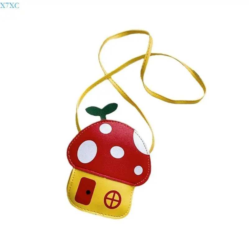 X7XC حقيبة صغيرة أنيقة على شكل فطر للفتيات محفظة كتف أنيقة من جلد البولي يوريثان مع سحاب آمن #3