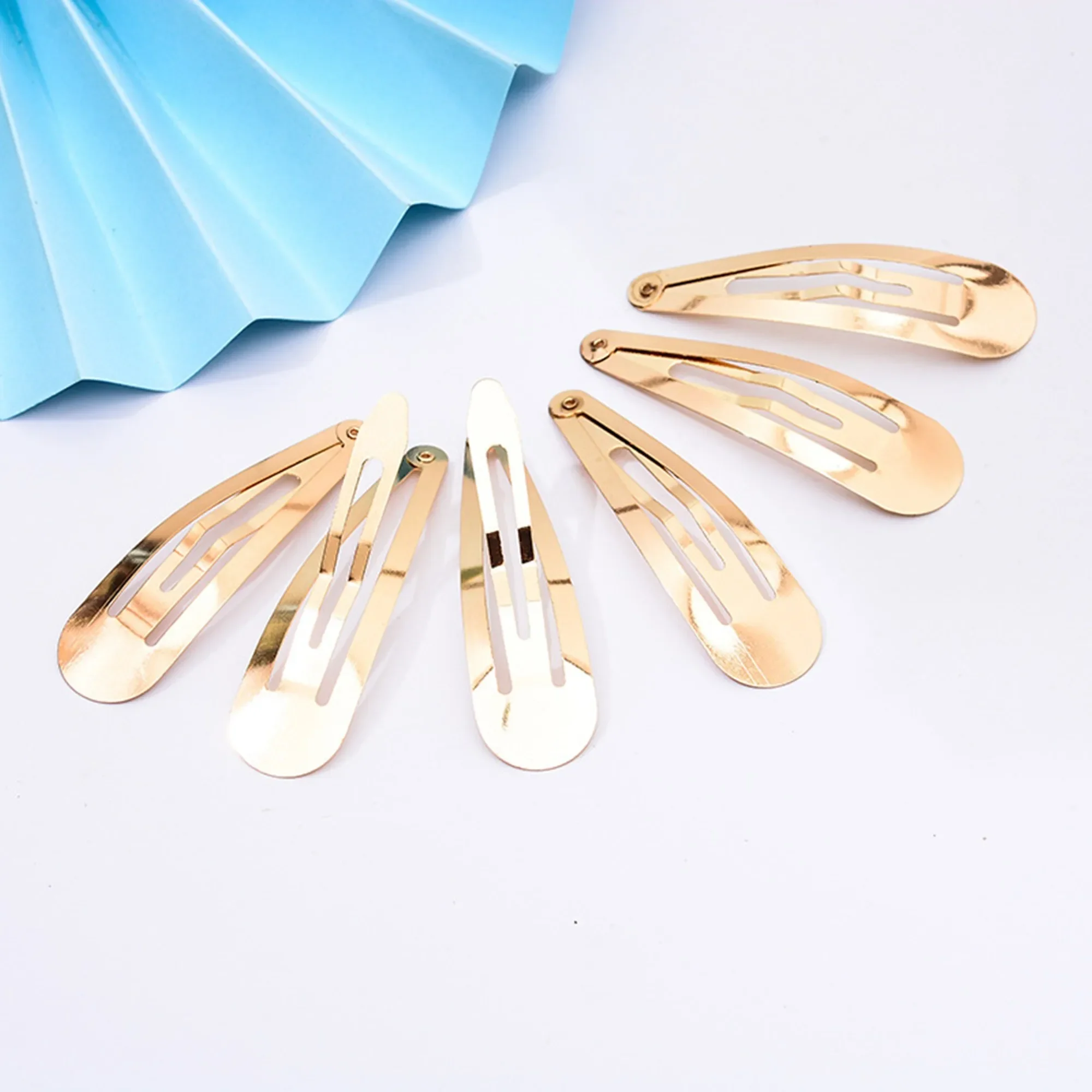 15-30 pcs 3-9cm gold /silver paint Metal Snap Clips,Water drop ,lank Baby Clips,For DIY Hair Clips Jewelry Making Base,wholesale