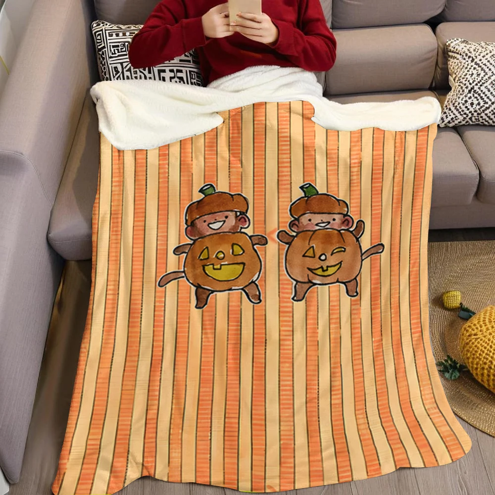 Neon Green Cat Pumpkin Flannel Fleece Throw Blanket for Couch Sofa Lightweight Cozy Plush Blanket for Travel Office Nap - view 2