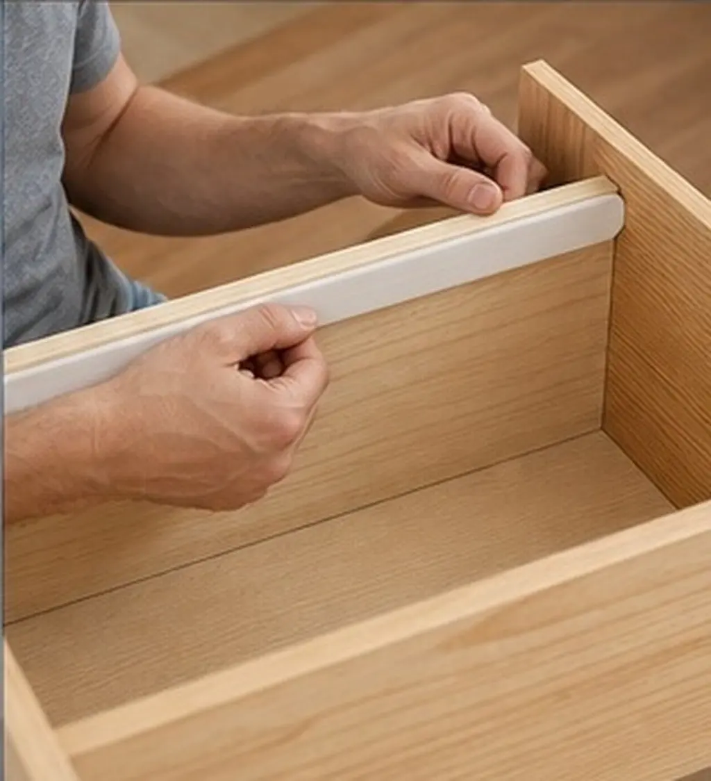 4Pcs Premium Drawer Slide Track Rails Strong Adhesive Backing for Drawers Cabinets Cupboards Lockers Containers Furniture Drawer