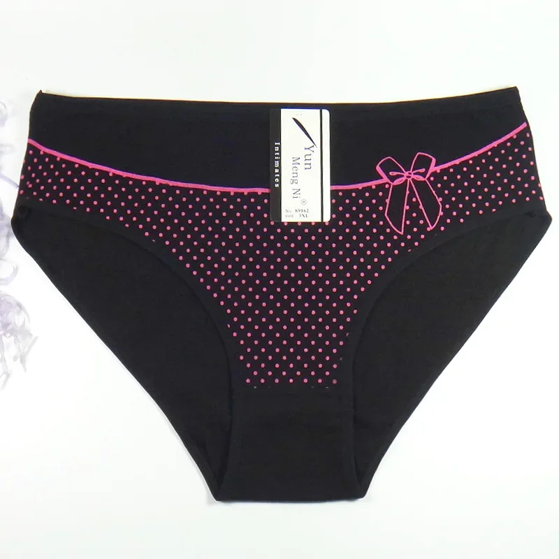 Women's cotton briefs sexy print Ladies panties big size mid-rise women underwear cotton crotch 2XL 3XL 4XL 6 Pcs/set - Image 2
