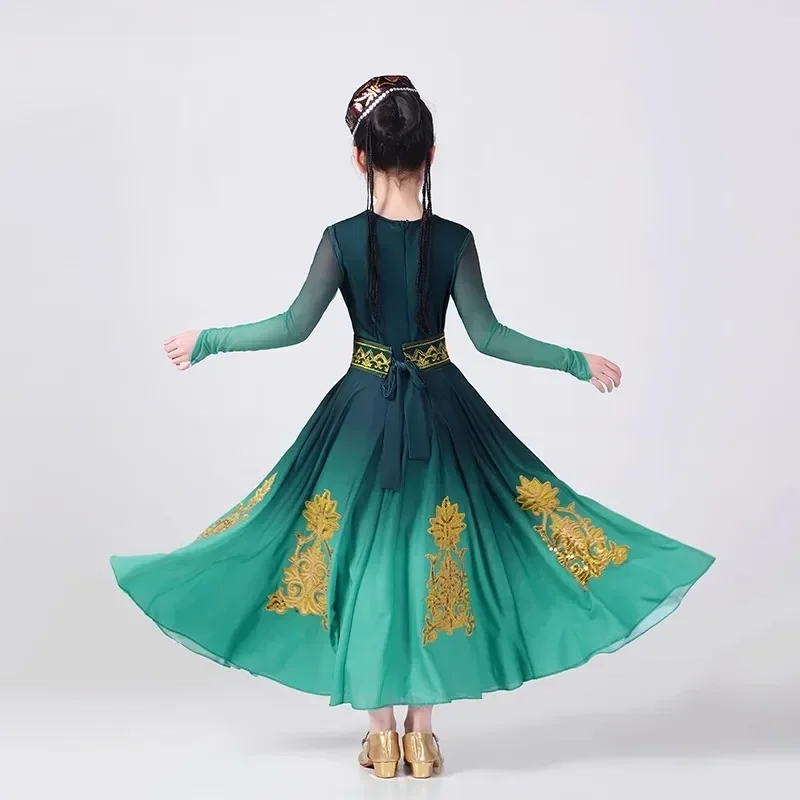Elegant Xinjiang dance costumes Children minority girls Uyghur stage performance costumes Chinese ethnic dance costumes
