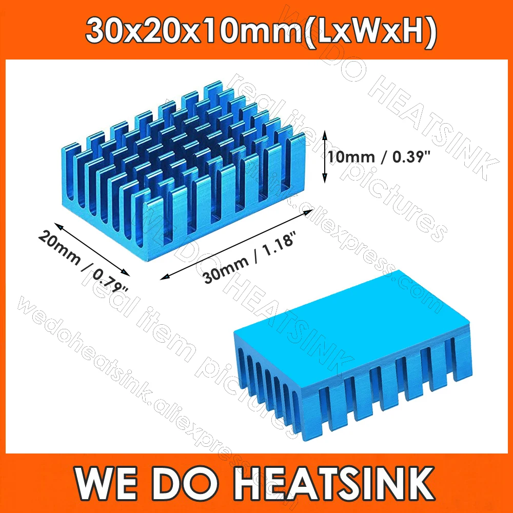 

Синие термоклеящиеся алюминиевые радиаторы, 30x20x10 мм