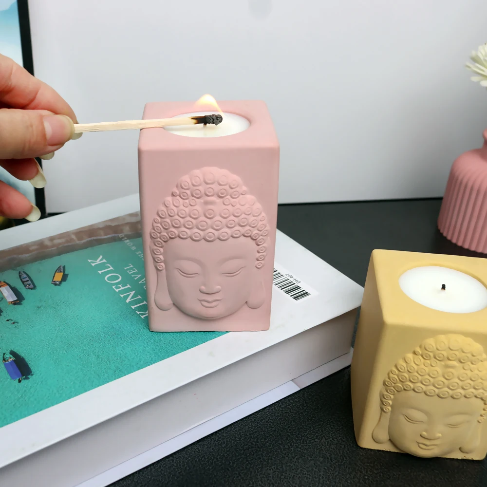 

Silicone Mold for Concrete Candlestick Buddha Relief Decoration Aromatherapy Candle Holder Cement Candle Holder molds