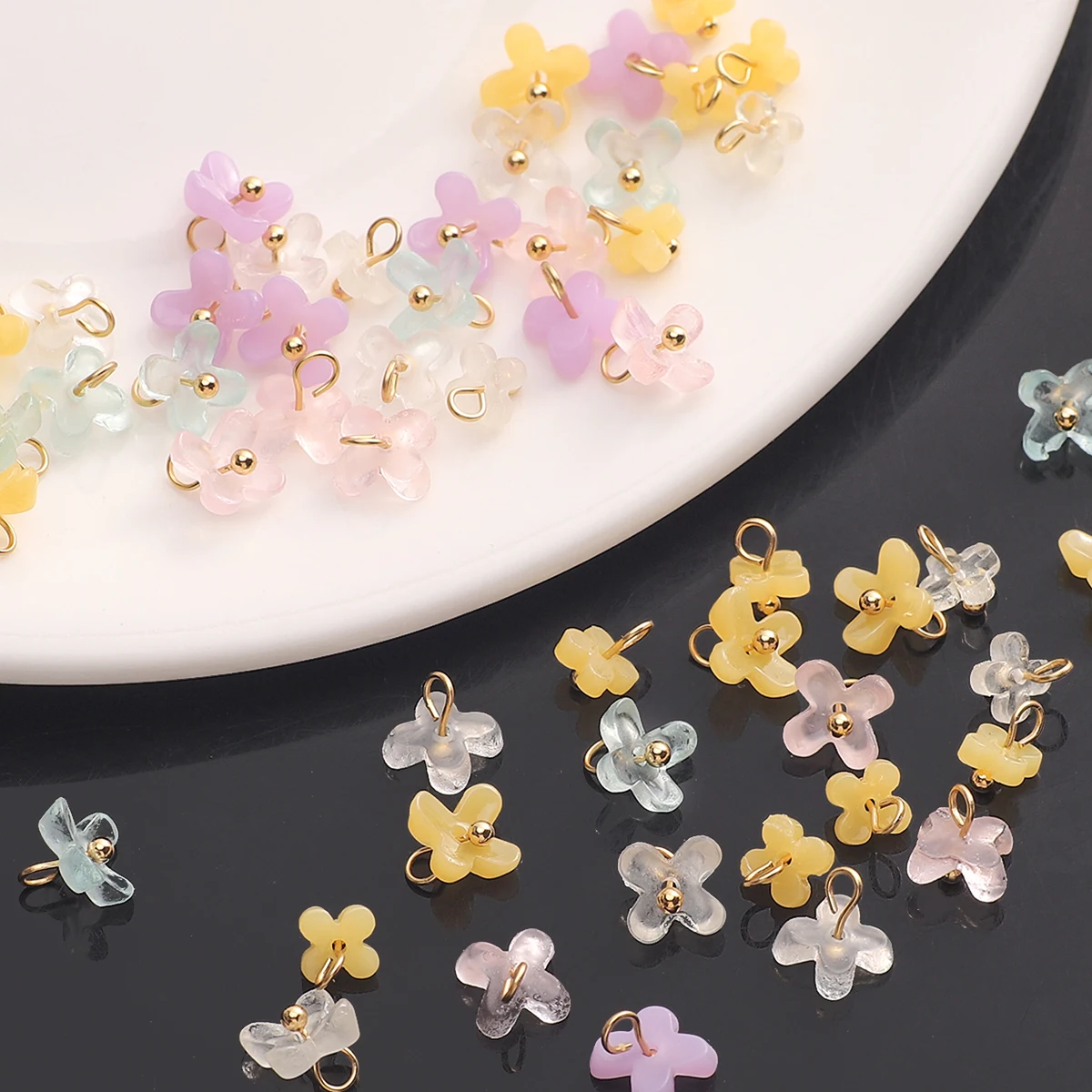 

5pcs Resin Flower Loose Beads Osmanthus Pendant Charm Earing Beads For Necklaces Bracelets Keychain Jewelry Making Accessories