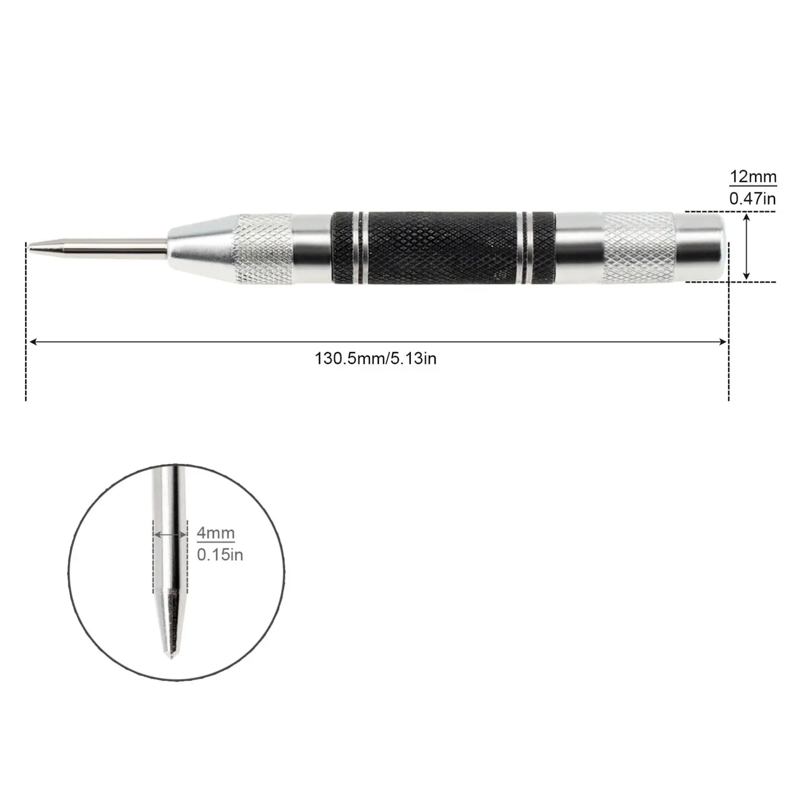 5inch Automatic Center Punch Spring Loaded Locator Metal Drill Adjustable Kerner Center Hole Punch Pin Press Dent Marker Tools