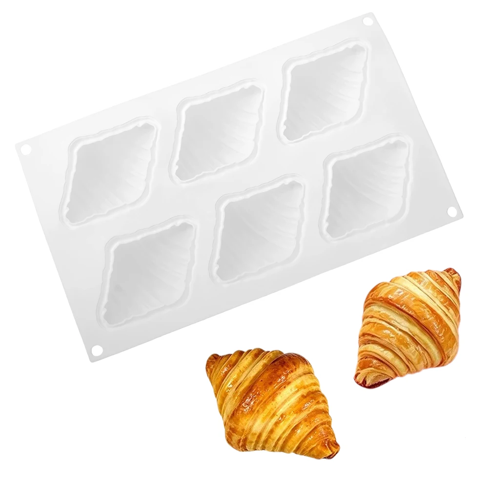 6-Zellen-Croissant-Design Lebensmittelechte Silikon-Schokoladenkuchenform Mousse-Kuchenform DIY-Seifenform Küchen-Dessert-Backform – Detail 5