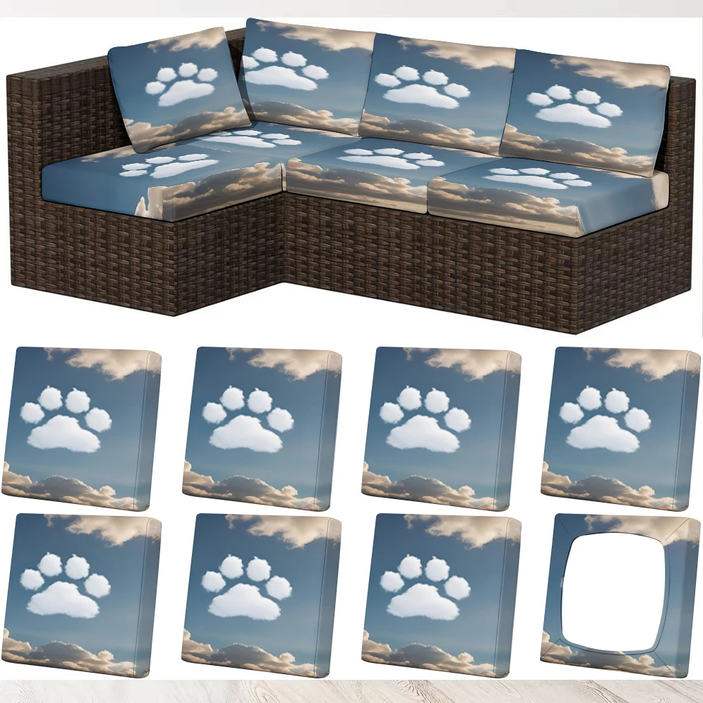 Summer Outdoor Sofa Cover with Cloud Paw Print, Soft Breathable Milk Silk Fabric, Pet - Friendly, Washable