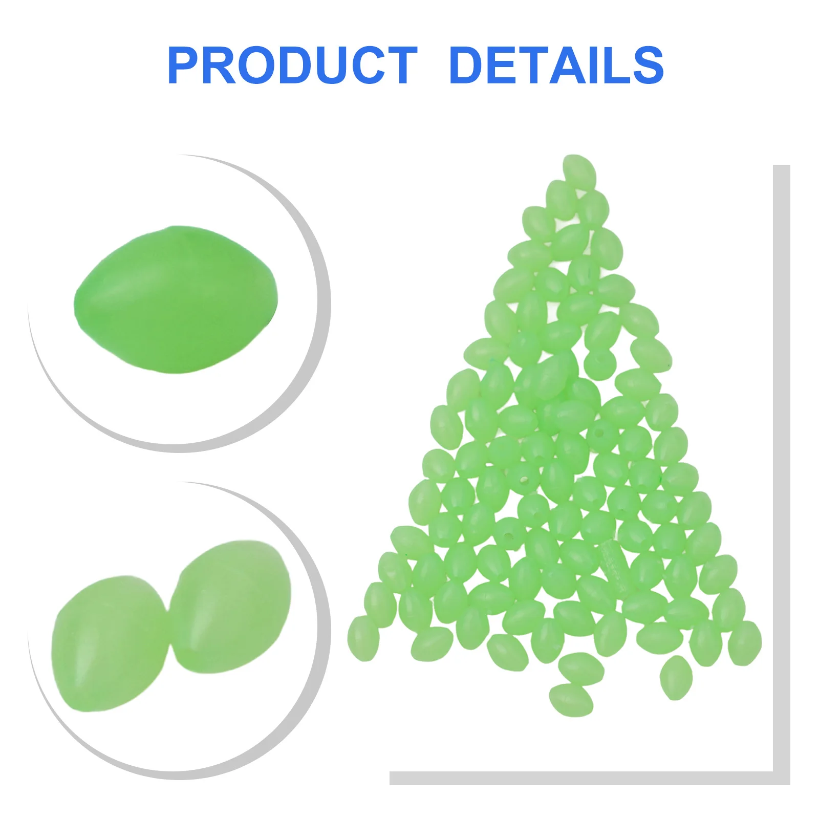 Luminous Glow Floating Lure Fishing Beads 6/8mm Green Carp Sea Balls Stoppers 100PCS Set Accessory Oval Useful