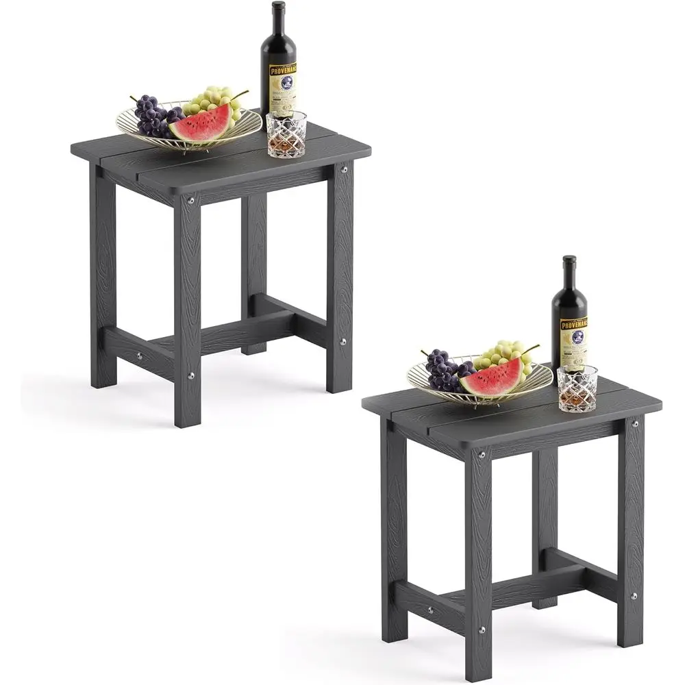 

Outdoor Side Table Set o 2, HDPS Small Outdoor Table, Adirondack Side Table, Outside End Table or Patio, Deck, Pool, Weather Res