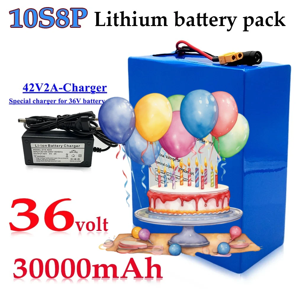 

Литиевая аккумуляторная батарея 18650 класса А, 10S8P, 1500 Вт, с высокомощной встроенной BMS, для различных систем резервного энергоснабжения, 36В 30Ач.