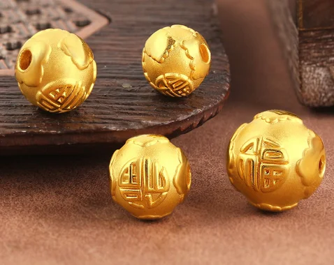 

24k gold jewelry accessories fine gold jewelry parts 999 real gold beads blessing beads gold charms gold loose beads gold spacer