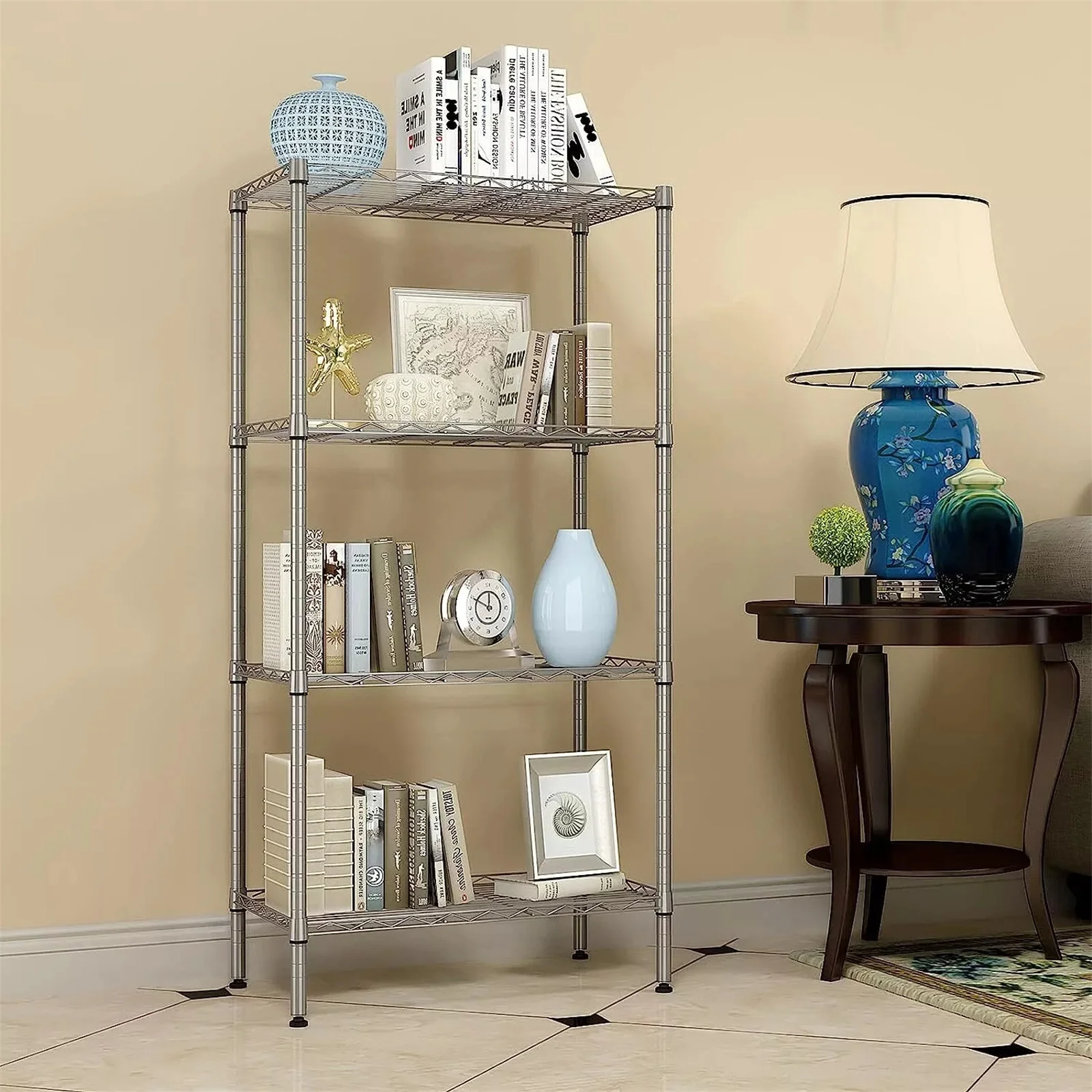 

4-Tier Wire Metal Shelving Adjustable Carbon Steel HeavyDuty Storage Shelf Home