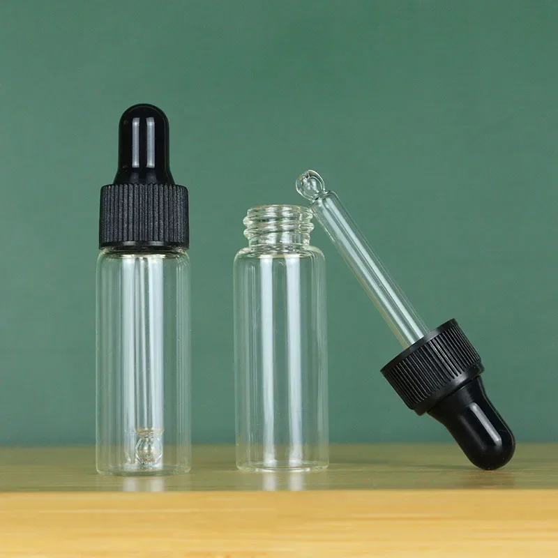 50PCS/1OOPCS Black White Empty Bottle Bottle Clear Color Glass Essential Oil Strip Perfume Sample Test Bottle Oil Filled