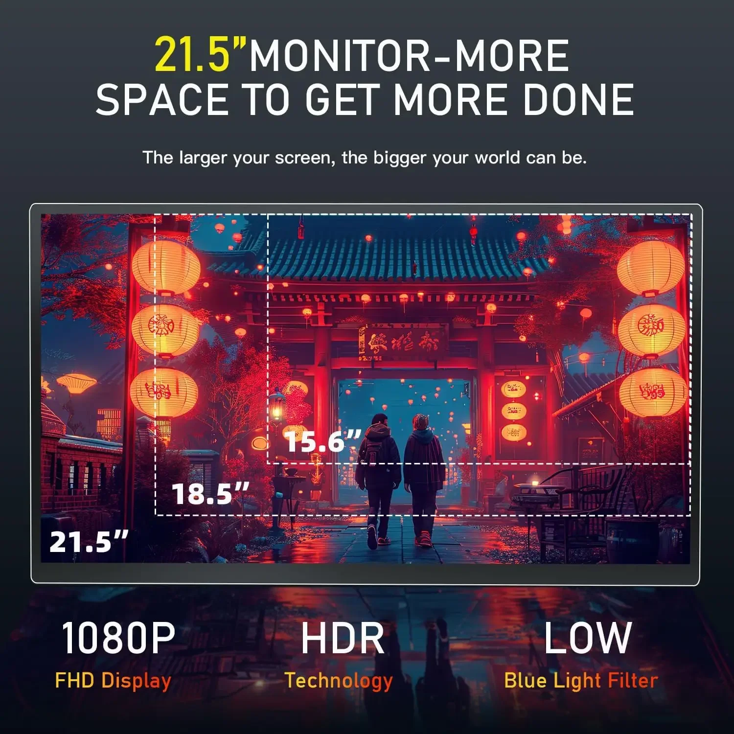 Cdisplay 21,5 Zoll großer tragbarer Monitor Full HD120 Hz Gamer-Monitor 180 °   Gaming-Reisebildschirm mit verstellbarem Ständer für Desktop-Laptops