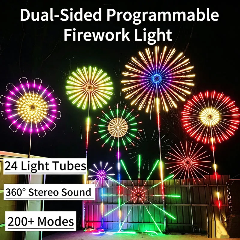 2026 New Commercial Double‑Sided Firework Light, Double‑Sided Emission Programmable, Rainproof Sun‑Resistant Courtyard Landscape