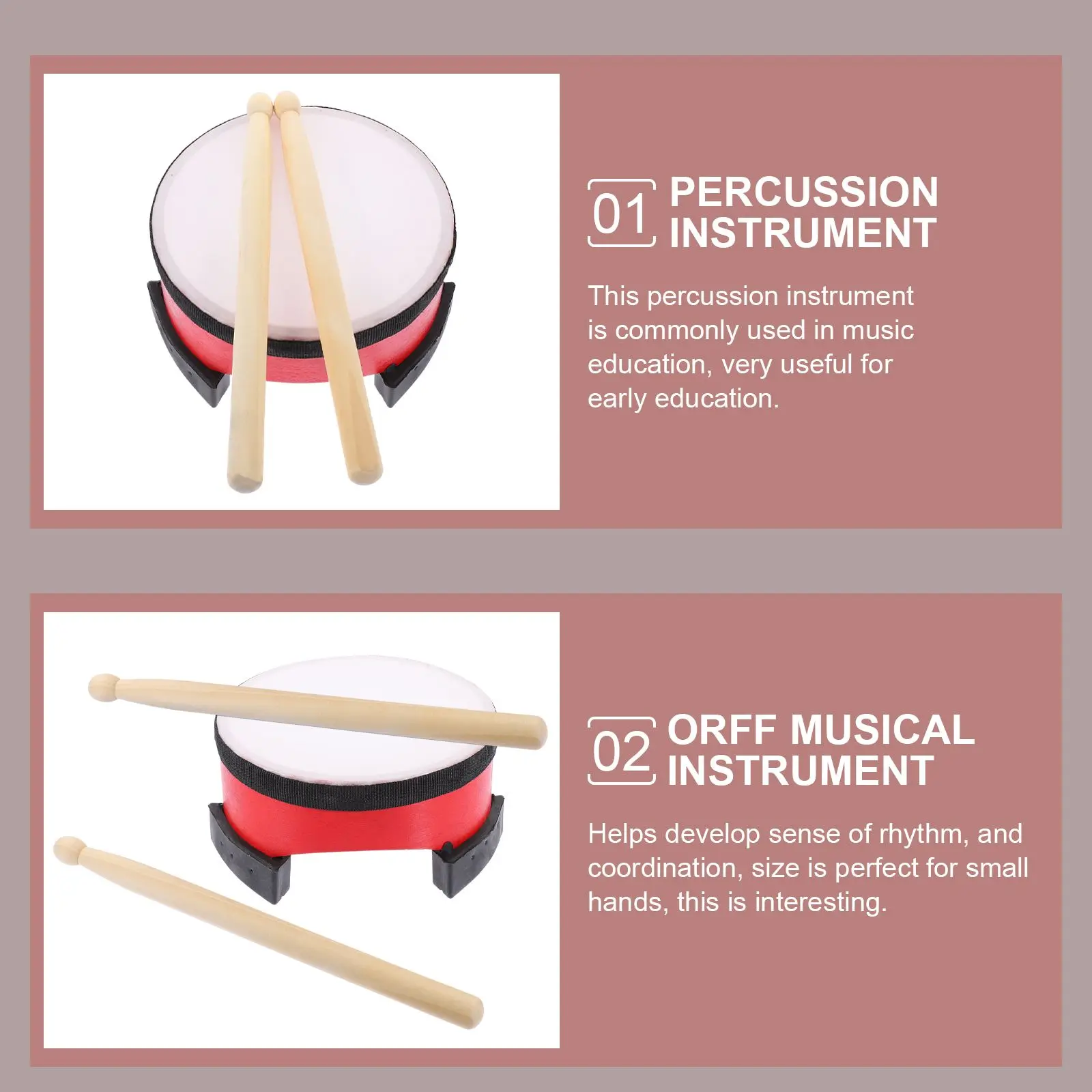 6 インチレッドフロアドラム子供打楽器幼児音楽玩具早期教育バスドラム素材ドラムスティック