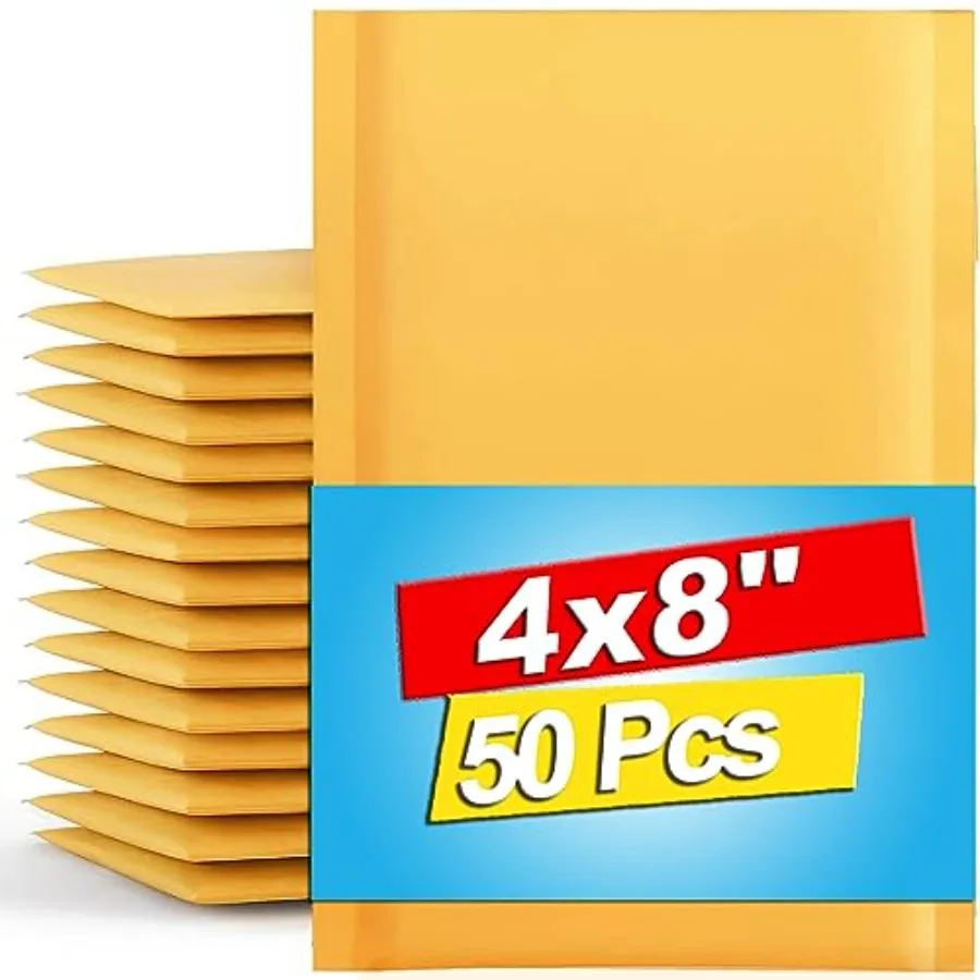 

Пакеты с пузырчатой пленкой 4x8 дюймов, 6x10, 8.5x12, 10.5x16 - упаковки по 50, 100, 200, 500 штук, устойчивые к разрывам, мягкие конверты для малого бизнеса