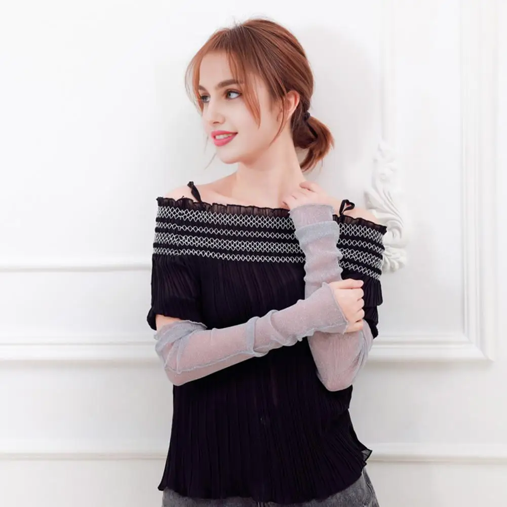 

Thin Mesh Arm Sleeve White Mesh Arm Sleeve Stylish Women's Sheer Mesh Arm Sleeves with Lace Detailing for Sun for Outdoors