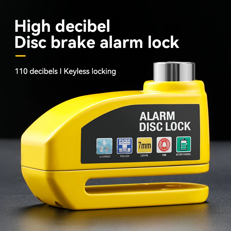 

Waterproof Motorcycle Rechargeable Disc Lock Alarm for Bicycle Anti-theft Padlock Security Protection Bike Motorbike Accessories
