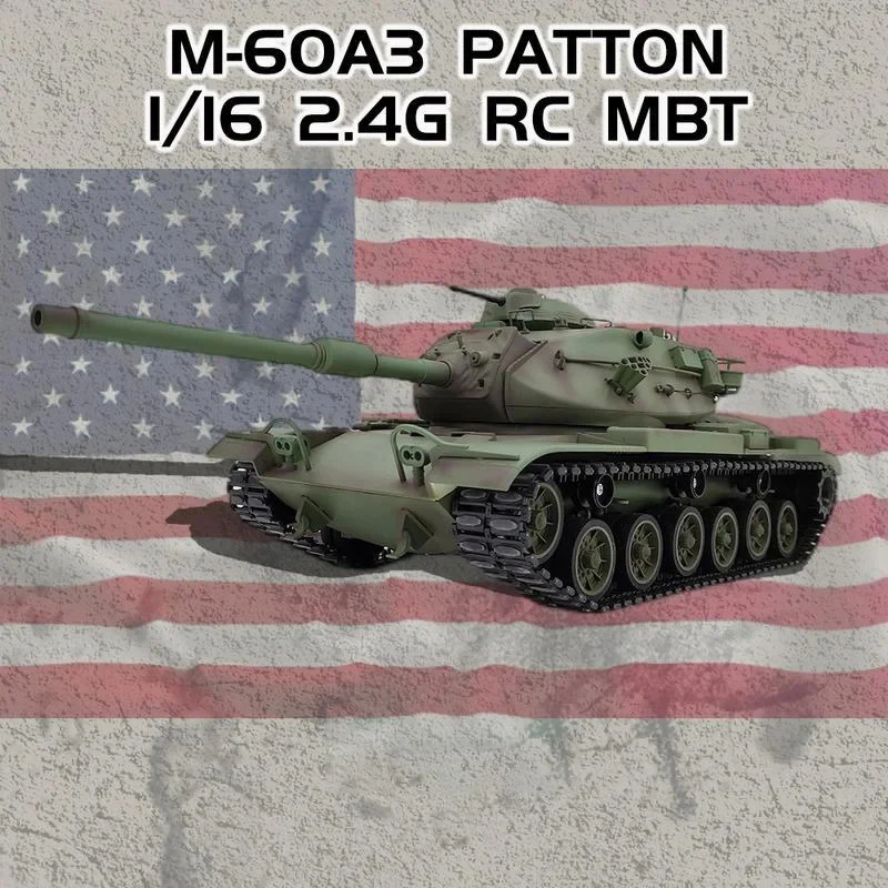 Tongde 1/16 U.S M60A3 Patton Tank Metal Model Remote Control Off-Road Battle Tank Toy Compatible with Henglong 7.0 Motherboad