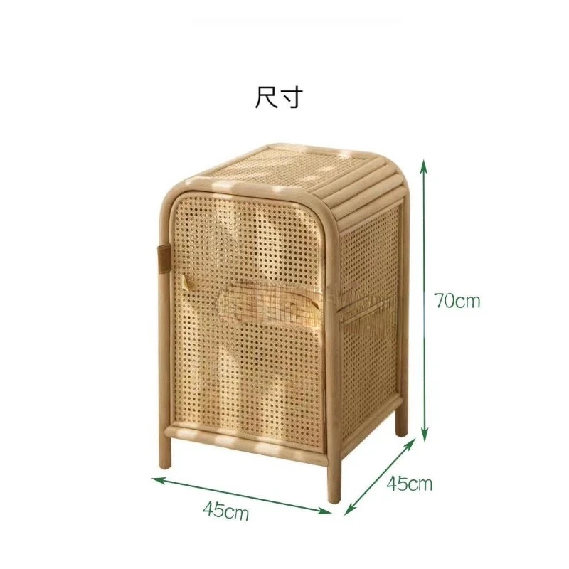 

Rattan small cabinet bedside table cutlery ins wind home storage locker Japanese style
