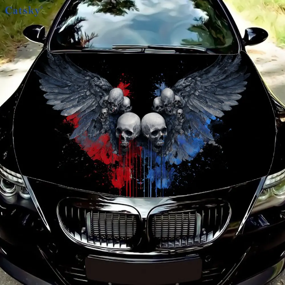

Cool Wings Skull print,car hood stickers,PVC waterproof Self adhesive car hood sticker,car hood decoration protection stickers,A