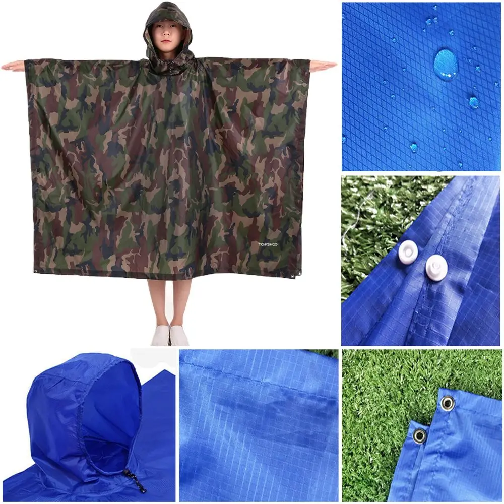 High Quanlity 3 in 1 Camping Tent Mat Backpack Rain Cover Raincoat Hiking Cycling Poncho Rainning Coat Hood