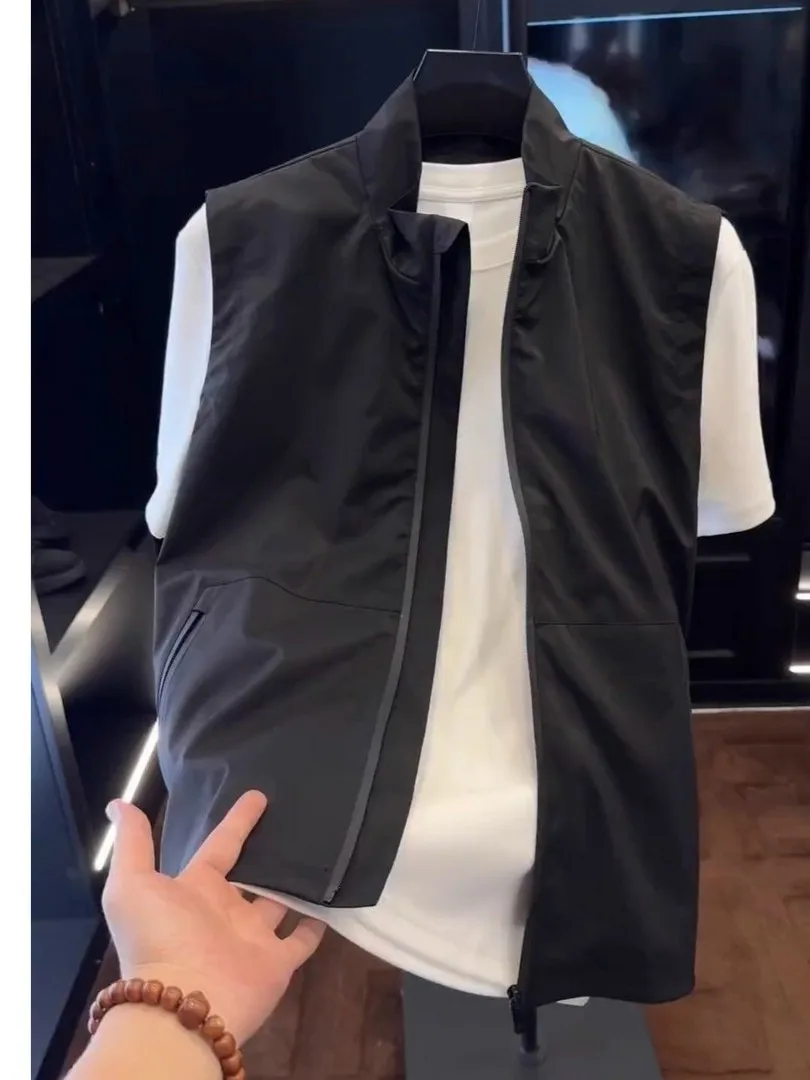 

Мужской жилет свободного кроя больших размеров, модный, осенне-зимний, на молнии, с круглым вырезом, цветной