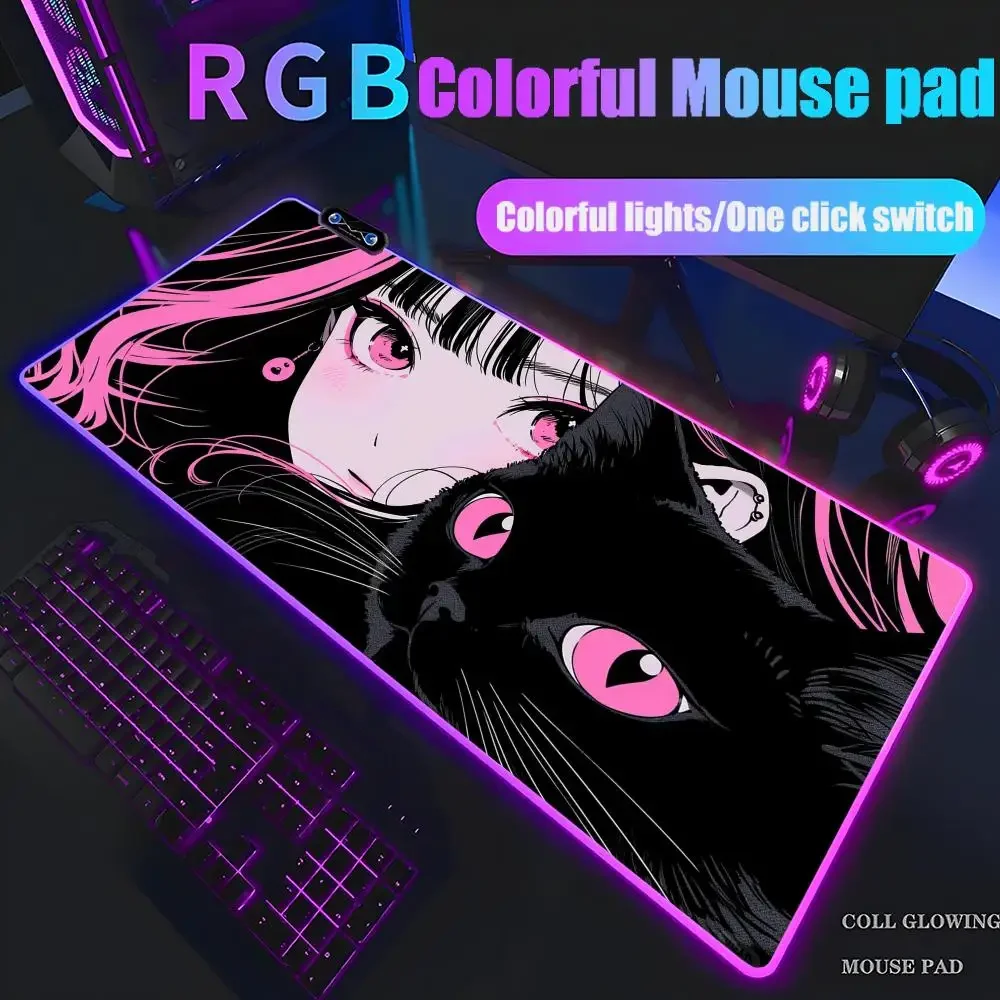 

Anime Girls Rubber Mouse Pad Tablet RGB mouse Pad Laptop xl desktop mouse pad,cute HD Rainbow Gaming keyboard csgo Player, 90x40