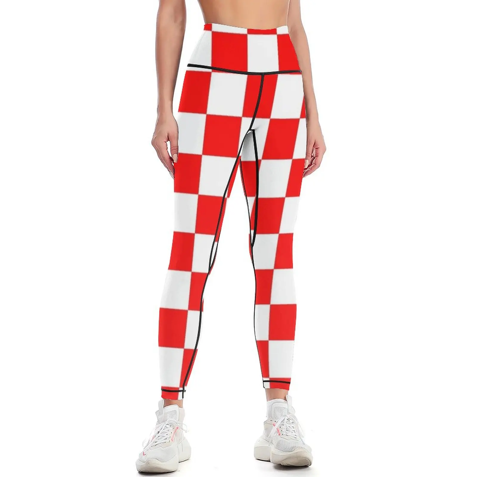 

Red and White Checkered Leggings sport set active wear Women's fitness sportswear gym Womens Leggings