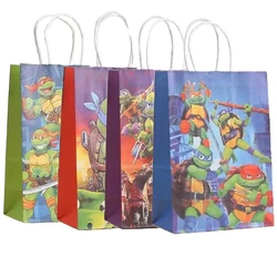 10pcs Ninja Turtles TMNT Kraft Paper Gift Bags with Handles Multifunction Hopping Carry Craft Party Christmas Festival Gift Bag