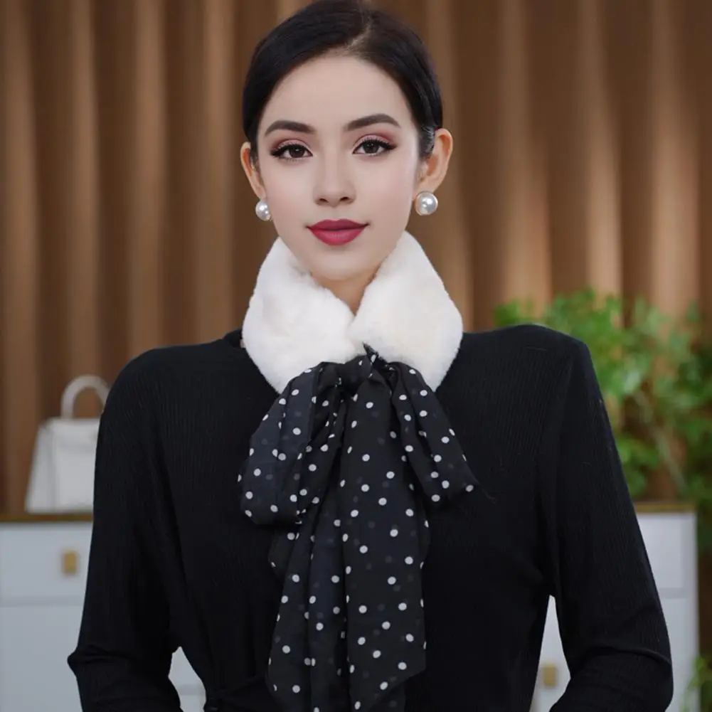 Women's Faux Fur Collar Scarf Winter Furry Self Tie Scarf Cold Weather Neck Warmer Wrap For Ladies Daily Wear Date Bufanda
