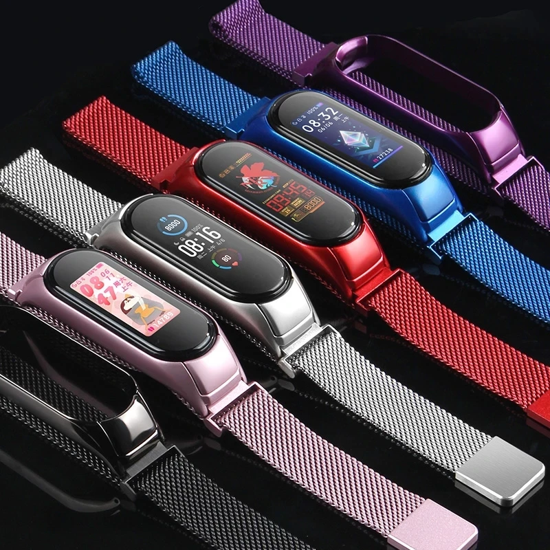 Luxury Metal Strap For Xiaomi Mi Band 7 NFC 6 5 3 4 Wristband Replacement Milanese loop Strap correa Mi Band 6 7 4 3 watchbands