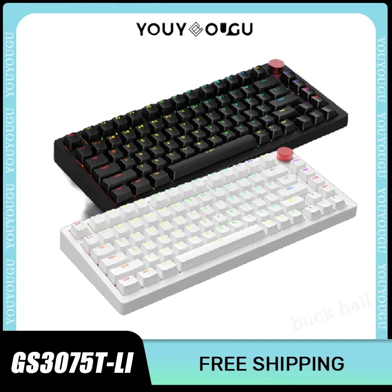 

GANSS GS 3075T-LI Mechanical Keyboard Wireless Keyboard 3mode 2.4G/USB/Bluetooth RGB Light Hot Swap Esports Gamer Keyboards Gift