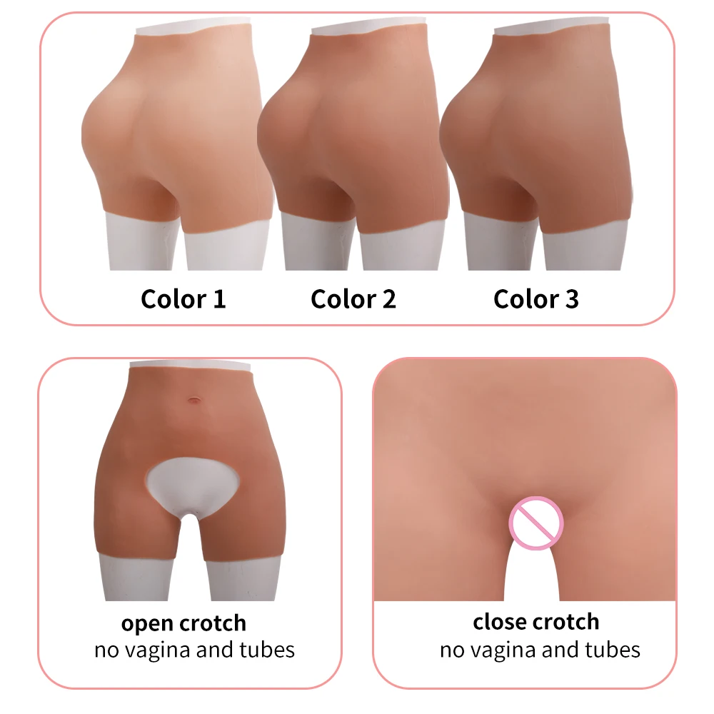 Honey Comb Silicone Underwear Buttock Thick Hips Silicone Male To Female Bum Open Crotch Panties Fake Butt Silicone Buttock