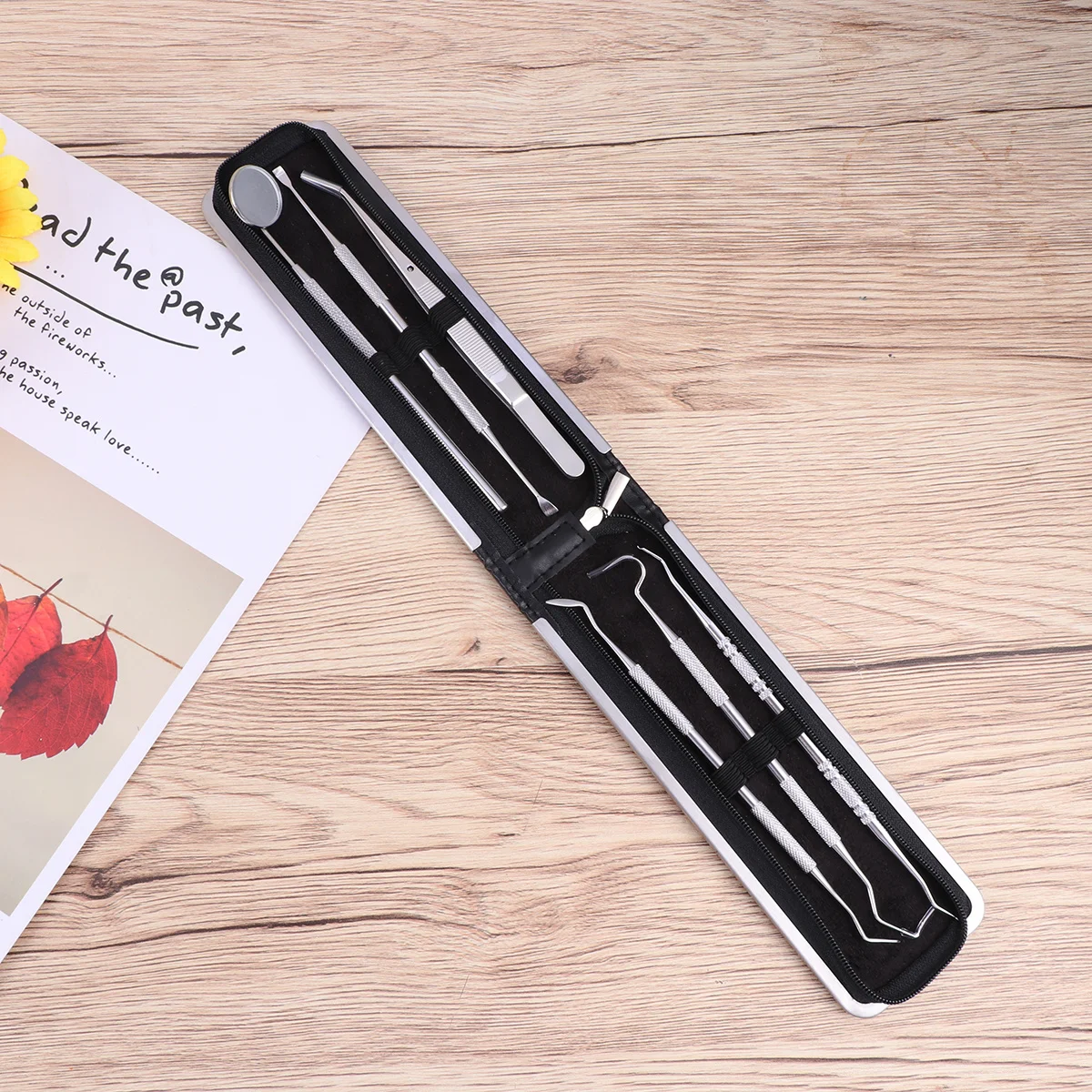 6 قطعة مجموعة طب الأسنان من الفولاذ المقاوم للصدأ أدوات العناية بالفم تنظيف الأسنان التحقيق الملقط عدة مزيل البلاك أداة طبيب الأسنان المحمولة #2