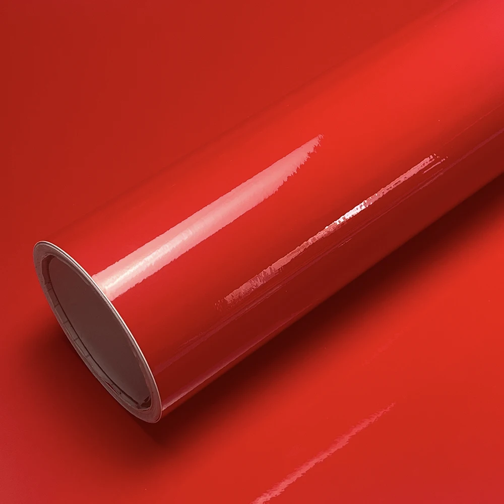 Klassische Glänzende Rote PVC-Vinylfolie Selbstklebende Auto- und Motorrad-DIY-Aufkleber mit Luftkanälen
