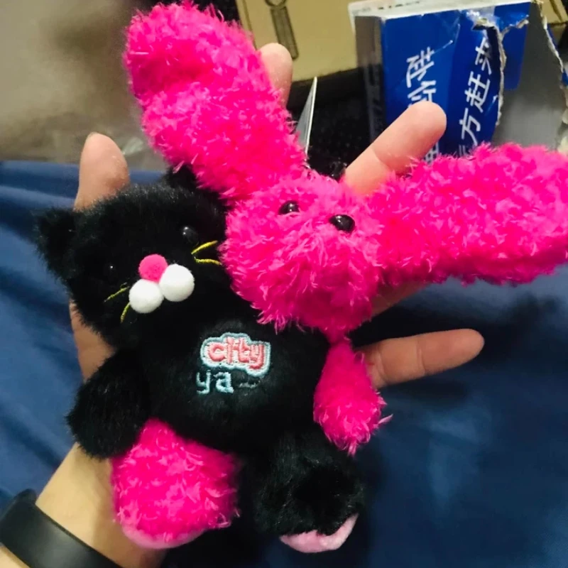 Brinquedo de pelúcia criativo gêmeo coelho urso chaveiro de pelúcia pingente criativo bonito chaveiro mochila pingente enchimento cura presentes