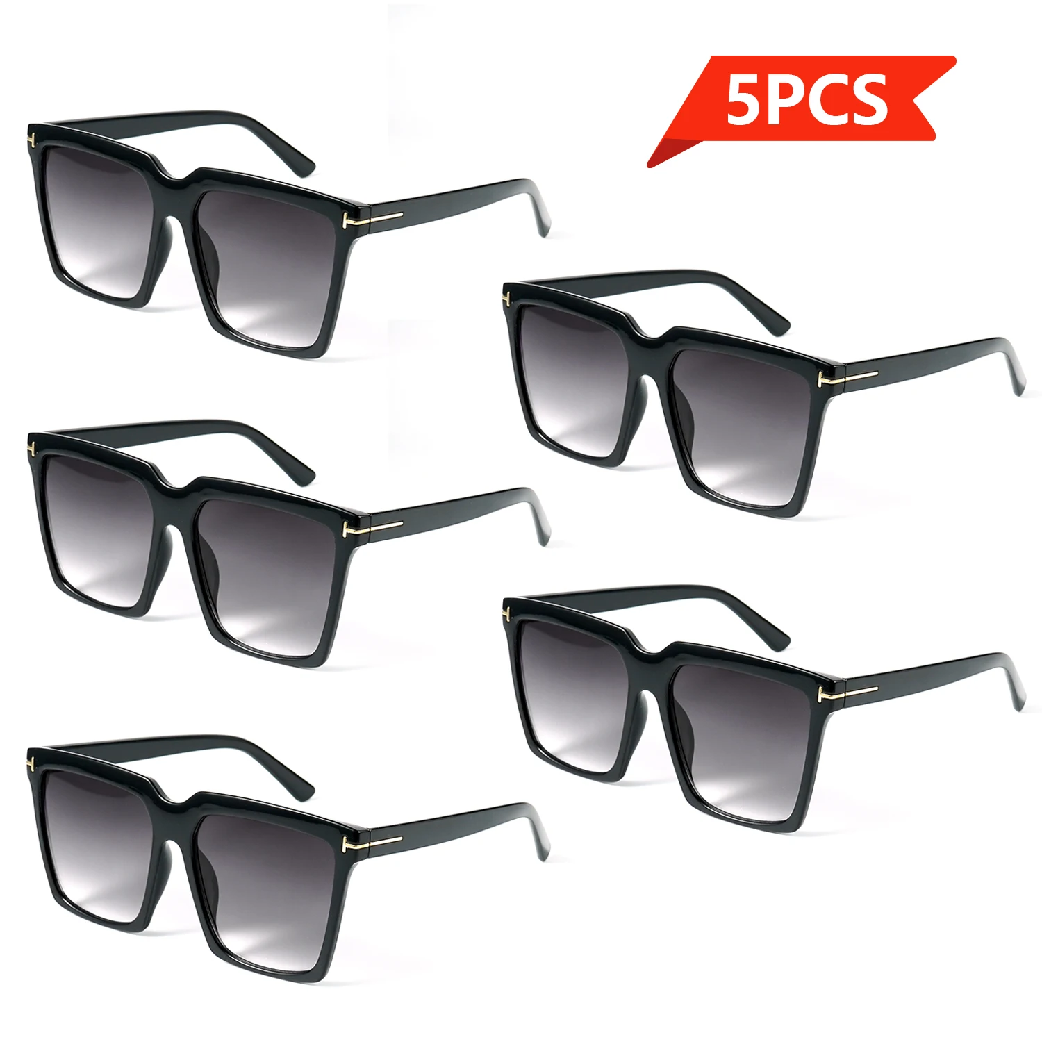 5 gafas de sol cuadradas de gran tamaño para mujeres y hombres, gafas de sol con montura grande a la moda para deportes al aire libre, gafas de sol para conducir