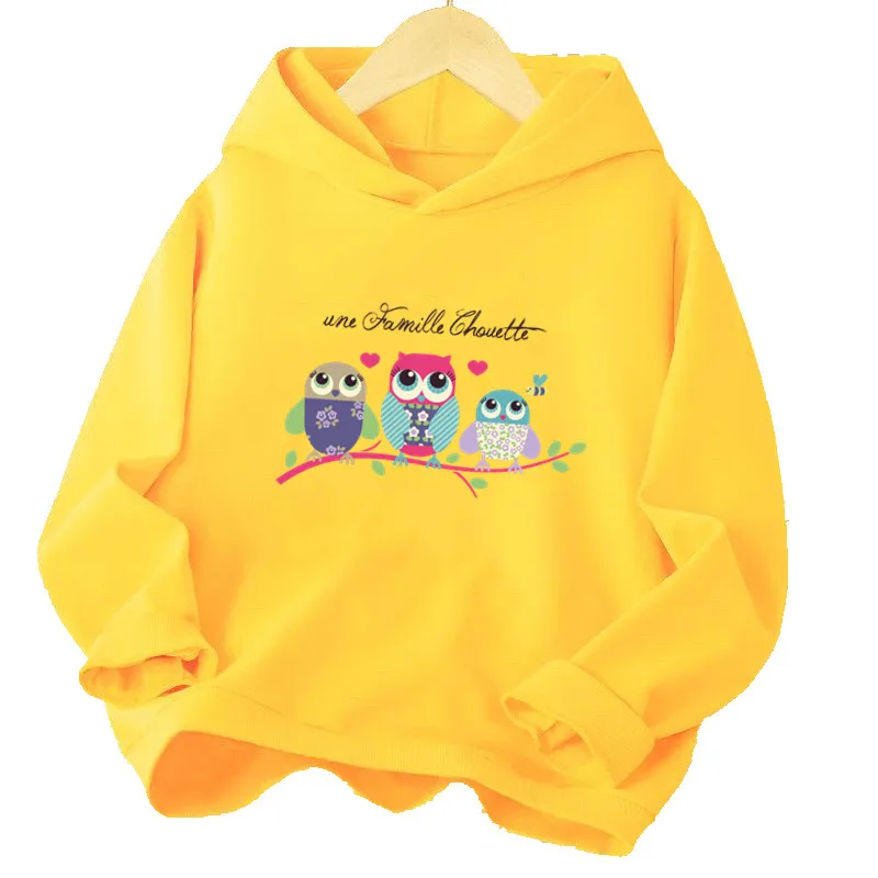 Girls Owl Party hoodie long sleeve Cartoon Owl Family Love Pullover Sweatshirt Cute Animal Bird Printed HoodiesTops