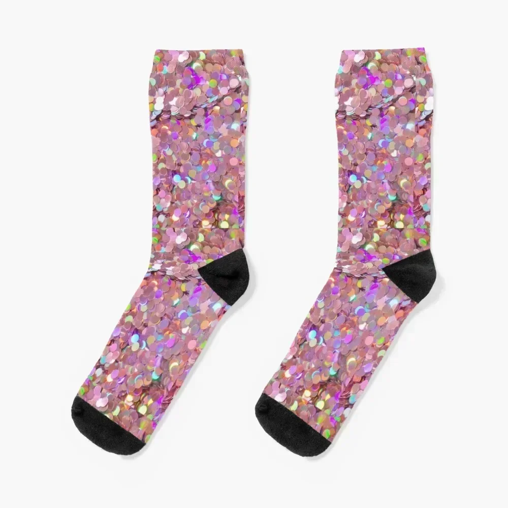 

Pink Glitter Sequins Socks Men's New year's funny gifts soccer anti-slip Socks Women Men's